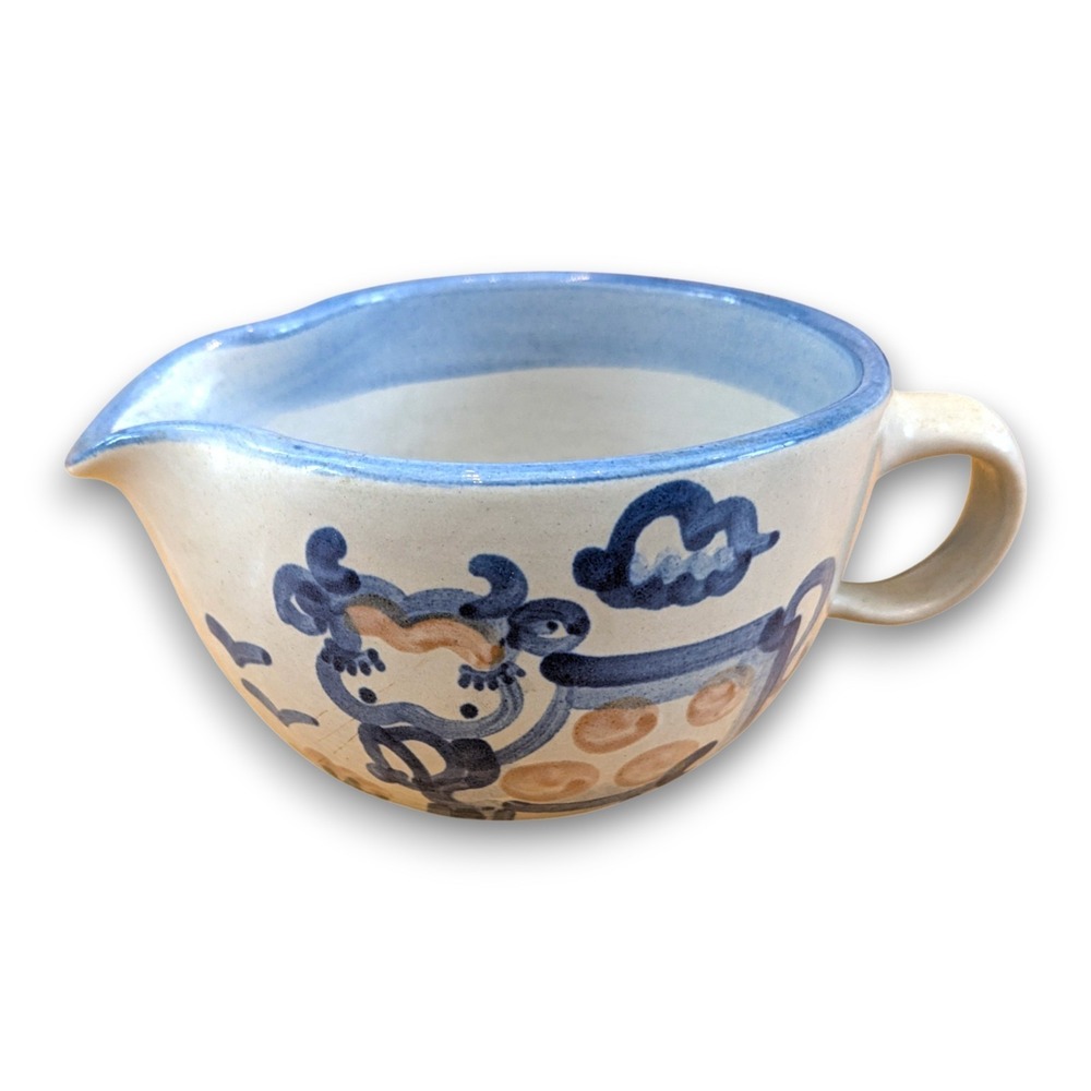 M. A. Hadley Pottery 6" Cow Pitcher Cream Gravy Farmhouse Blue The End